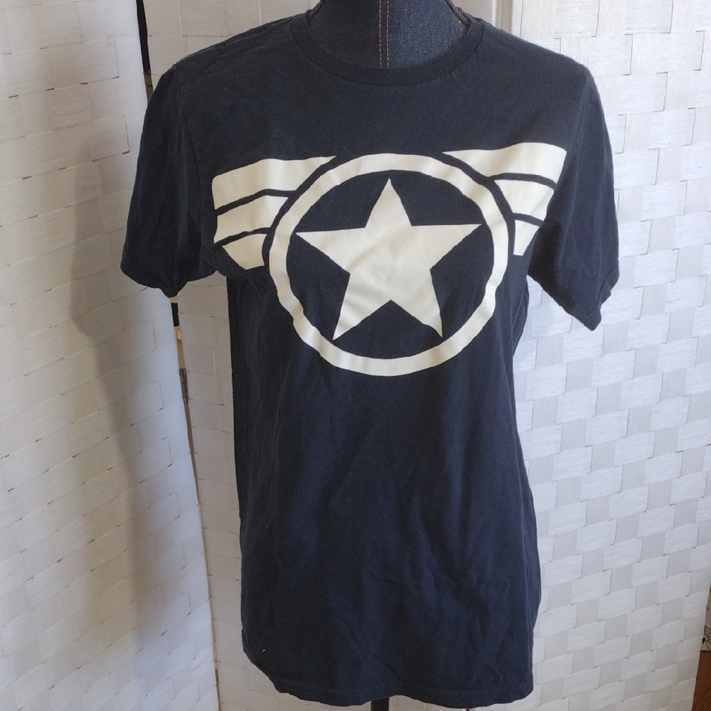 Marvel Black Tee with White Star Emblem